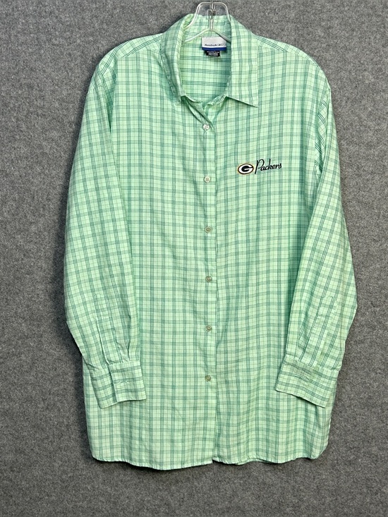 Reebok Tops - Reebok VTG GreenBay Packers Women’s M Plaid Button-Down Tunic Top NFL Team Gear